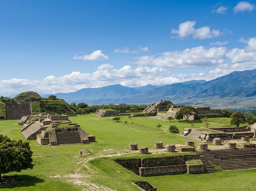 Vista panorámica de Monte Albán en Oaxaca
